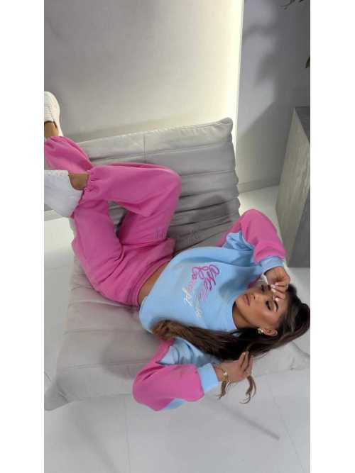 ML138 Komplet Dresowy Damski Millagro DUO Niebiesko-Różowy