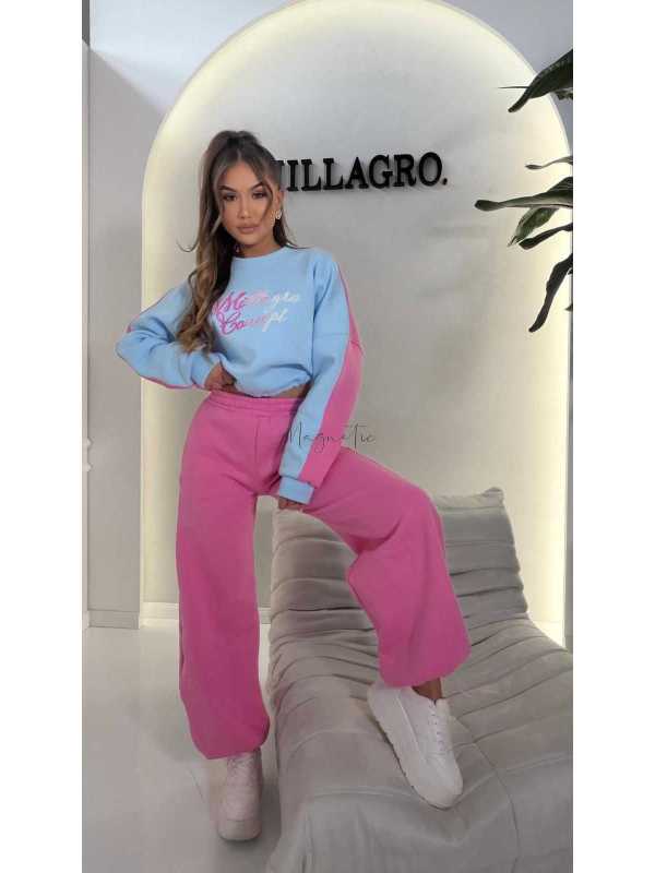 ML138 Komplet Dresowy Damski Millagro DUO Niebiesko-Różowy