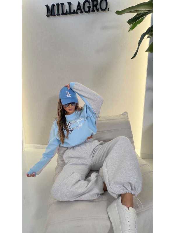 ML138 Komplet Dresowy Damski Millagro DUO Niebiesko-Szary