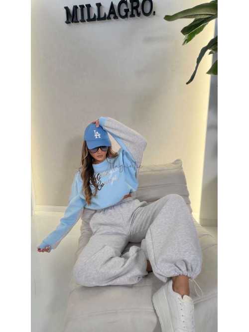ML138 Komplet Dresowy Damski Millagro DUO Niebiesko-Szary