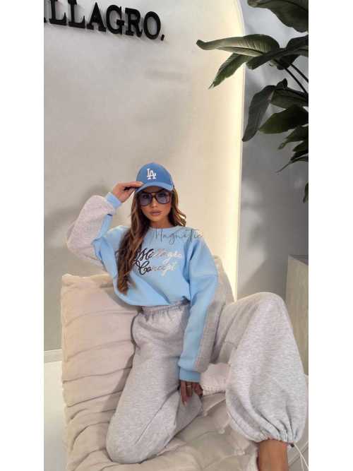 ML138 Komplet Dresowy Damski Millagro DUO Niebiesko-Szary