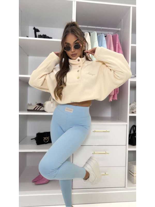 ML401 Legginsy Modelujące Damskie Millagro Naszywka z Logo Błękitne