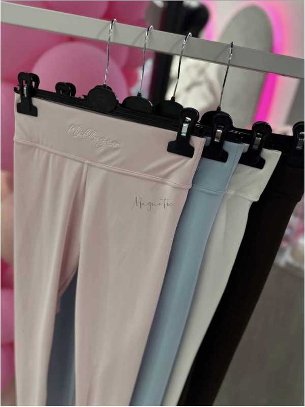 ML401 Legginsy Modelujące Damskie Millagro Naszywka z Logo Błękitne