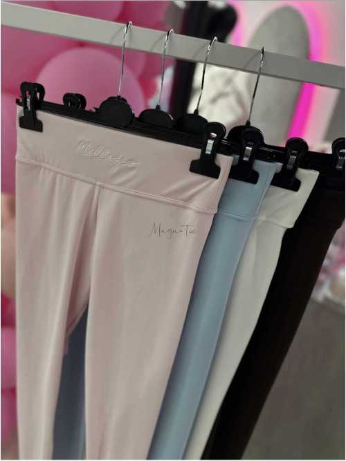 ML401 Legginsy Modelujące Damskie Millagro Naszywka z Logo Błękitne