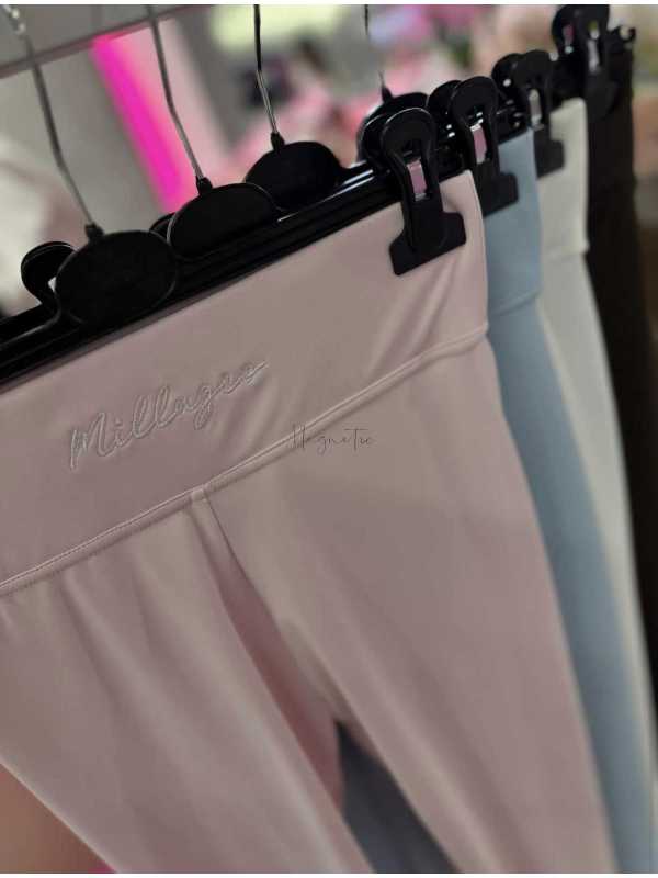 ML401 Legginsy Modelujące Damskie Millagro Naszywka z Logo Błękitne