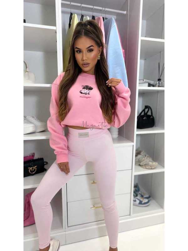 ML401 Legginsy Modelujące Damskie Millagro Naszywka z Logo Pudrowy Róż