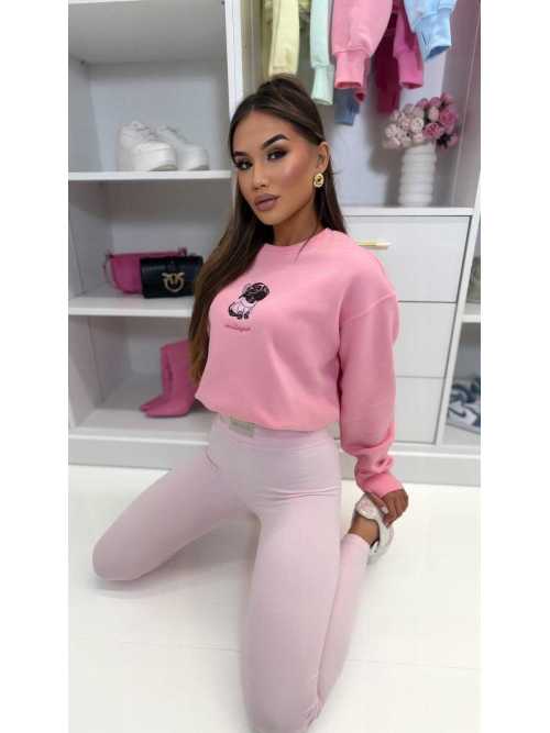 ML401 Legginsy Modelujące Damskie Millagro Naszywka z Logo Pudrowy Róż