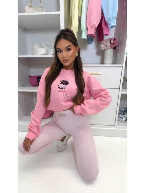 ML401 Legginsy Modelujące Damskie Millagro Naszywka z Logo Pudrowy Róż