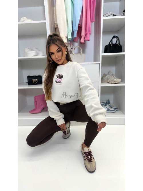 ML401 Legginsy Modelujące Damskie Millagro Naszywka z Logo Czekolada