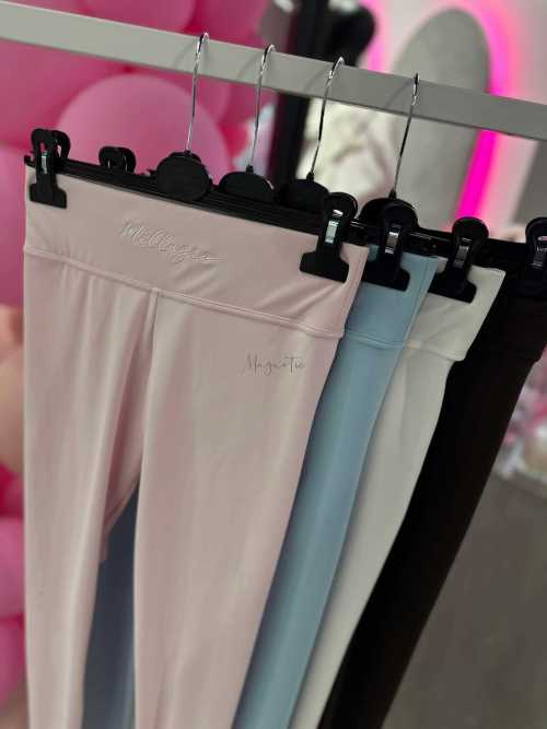 ML144 Legginsy Modelujące Damskie Millagro  z Haftem Białe