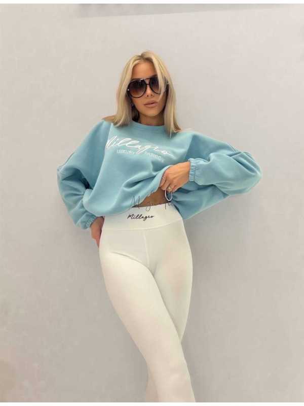 ML144 Legginsy Modelujące Damskie Millagro  z Haftem Białe