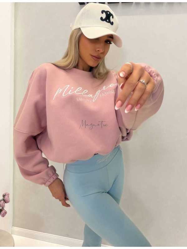 ML144 Legginsy Modelujące Damskie Millagro z Haftem Niebieskie