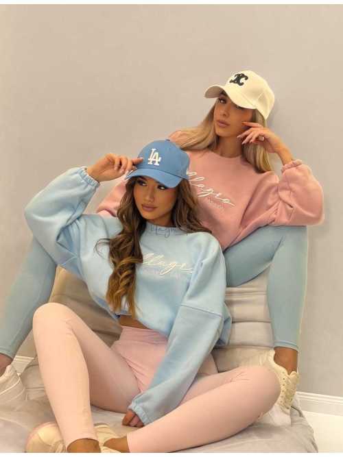 ML144 Legginsy Modelujące Damskie Millagro z Haftem Niebieskie