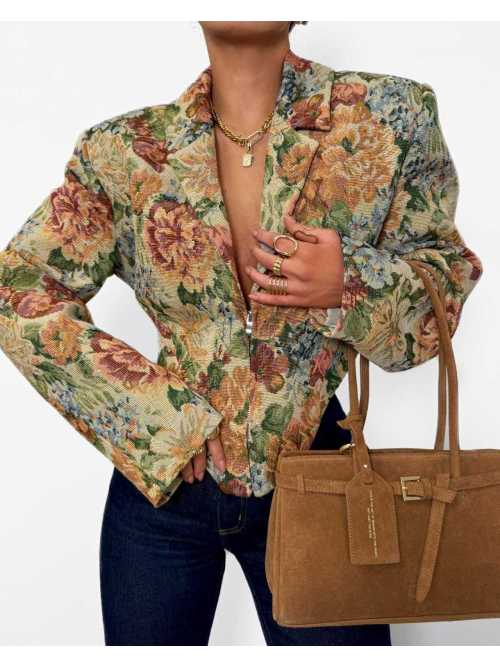 LM150 Marynarka Żakardowa Rozalia Premium Krótka La Milla