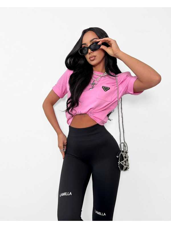 LM153 T-shirt La Milla Różowy z Kieszonką