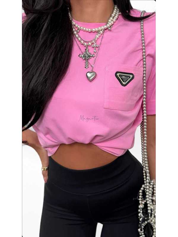 LM153 T-shirt La Milla Różowy z Kieszonką