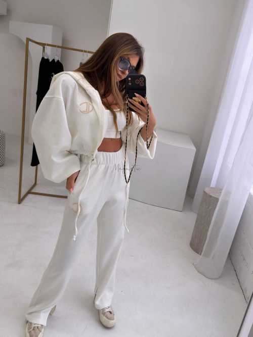 LC168 Komplet Dresowy Damski 3 Częściowy Muse od La Coca Biały