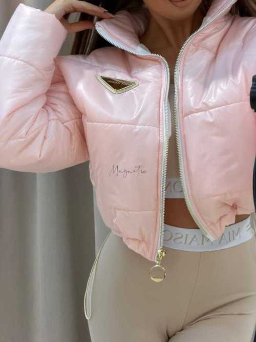 MM165 Pikowana Wiosenna Kurtka Mia Maison Różowa