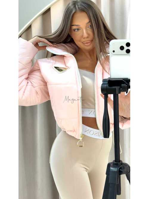 MM165 Pikowana Wiosenna Kurtka Mia Maison Różowa