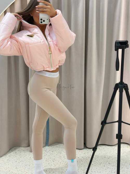 MM165 Pikowana Wiosenna Kurtka Mia Maison Różowa