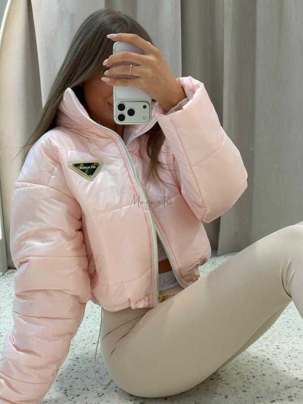 MM165 Pikowana Wiosenna Kurtka Mia Maison Różowa