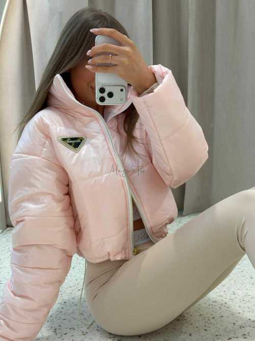 MM165 Pikowana Wiosenna Kurtka Mia Maison Różowa