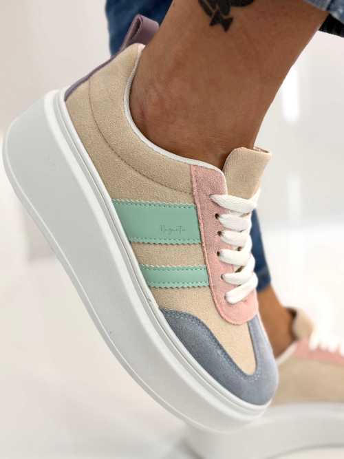 B156 Buty Sneakersy Damskie Multi w Stylu Retro