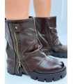 B753 Botki Workery Damskie ZIP Czekolada