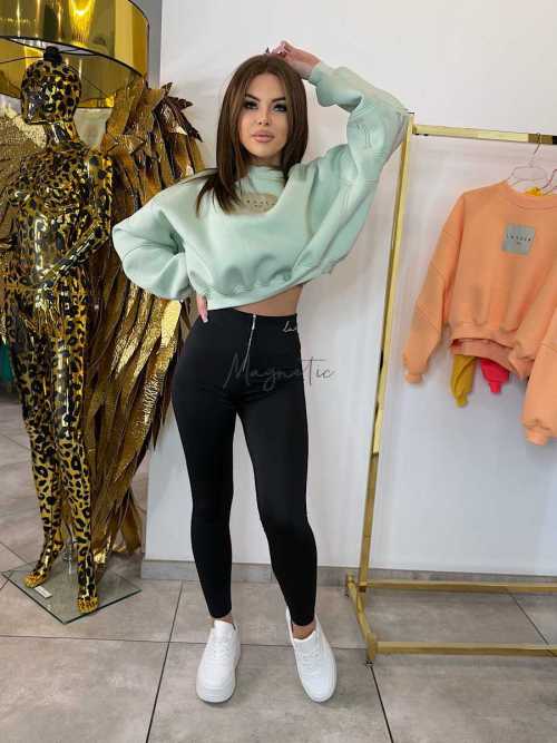 LC741 Bluza Damska Sportowa Oversize LaCoca Logo Pistacja