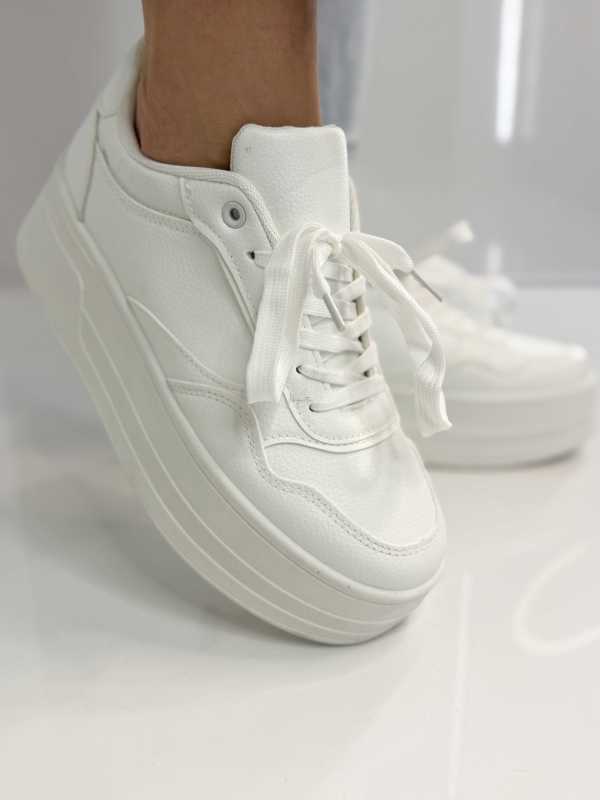 B155 Buty Sneakersy Damskie ADIDASY Białe na Wysokiej PLATFORMIE