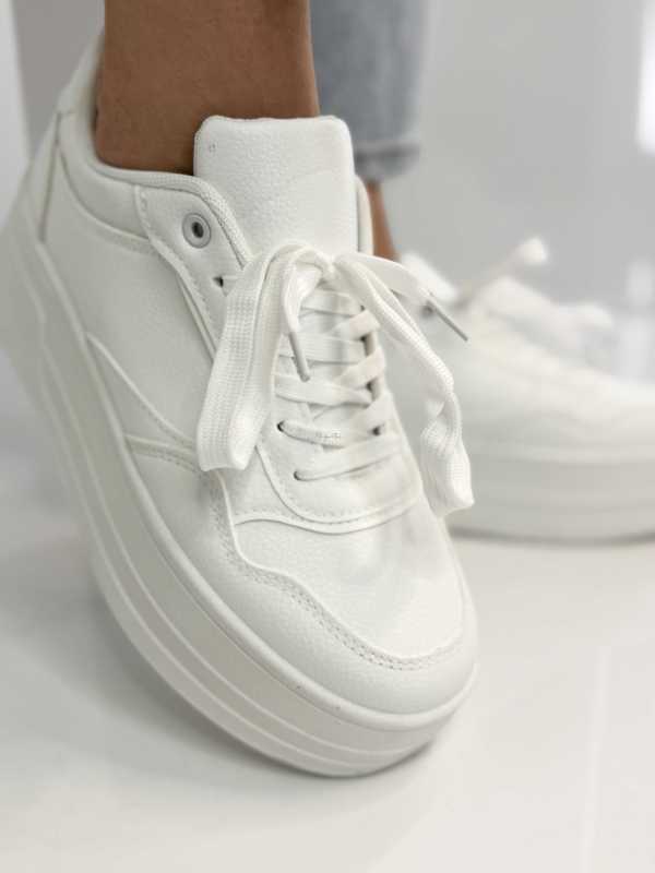 B155 Buty Sneakersy Damskie ADIDASY Białe na Wysokiej PLATFORMIE