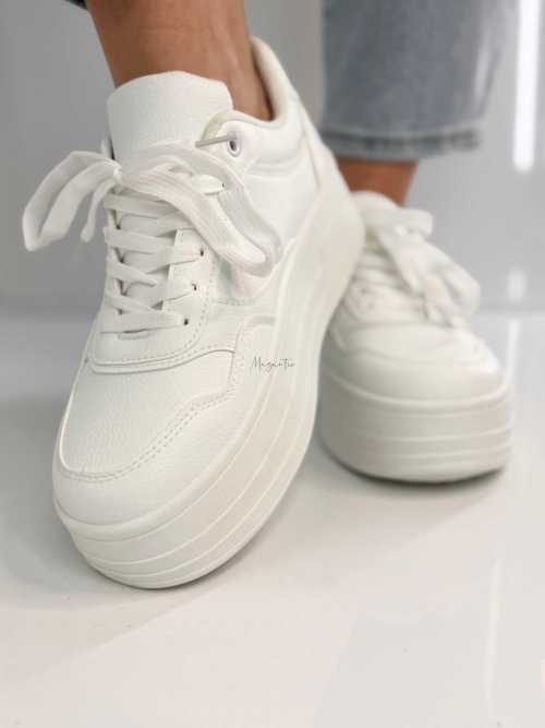 B155 Buty Sneakersy Damskie ADIDASY Białe na Wysokiej PLATFORMIE