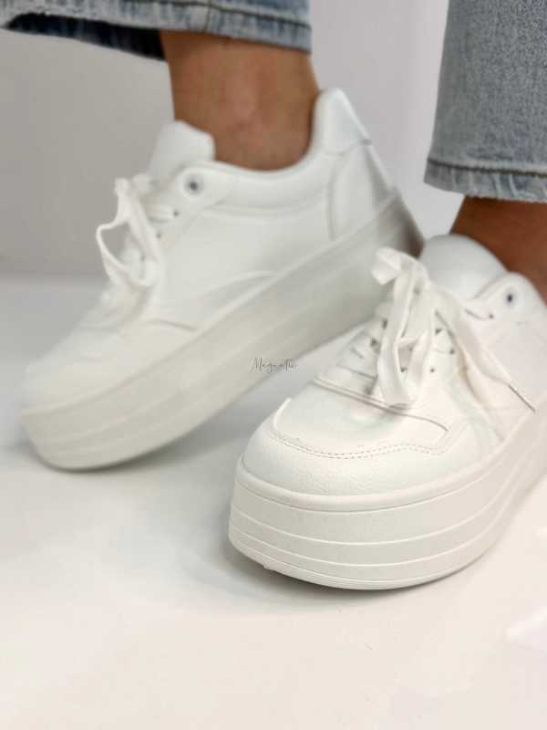 B155 Buty Sneakersy Damskie ADIDASY Białe na Wysokiej PLATFORMIE