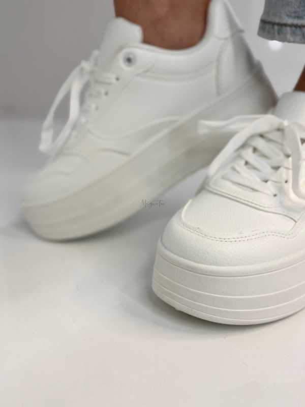 B155 Buty Sneakersy Damskie ADIDASY Białe na Wysokiej PLATFORMIE