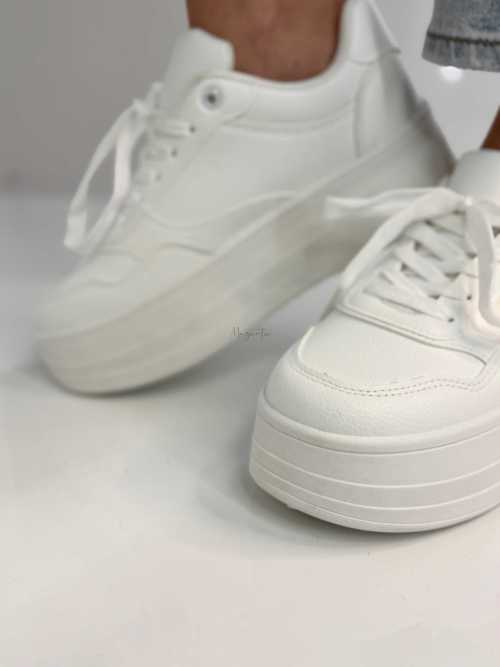 B155 Buty Sneakersy Damskie ADIDASY Białe na Wysokiej PLATFORMIE