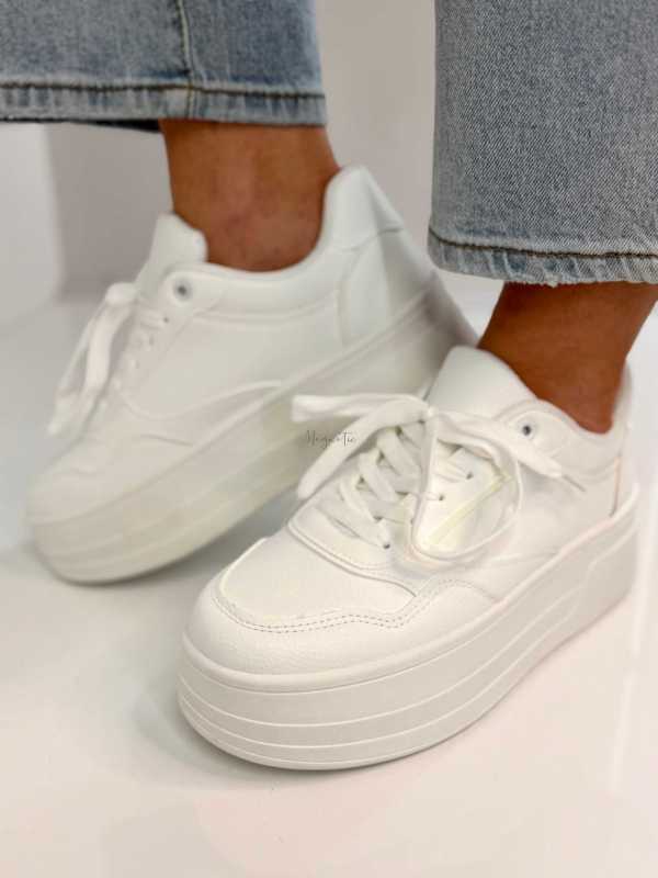 B155 Buty Sneakersy Damskie ADIDASY Białe na Wysokiej PLATFORMIE