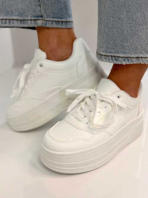 B155 Buty Sneakersy Damskie ADIDASY Białe na Wysokiej PLATFORMIE