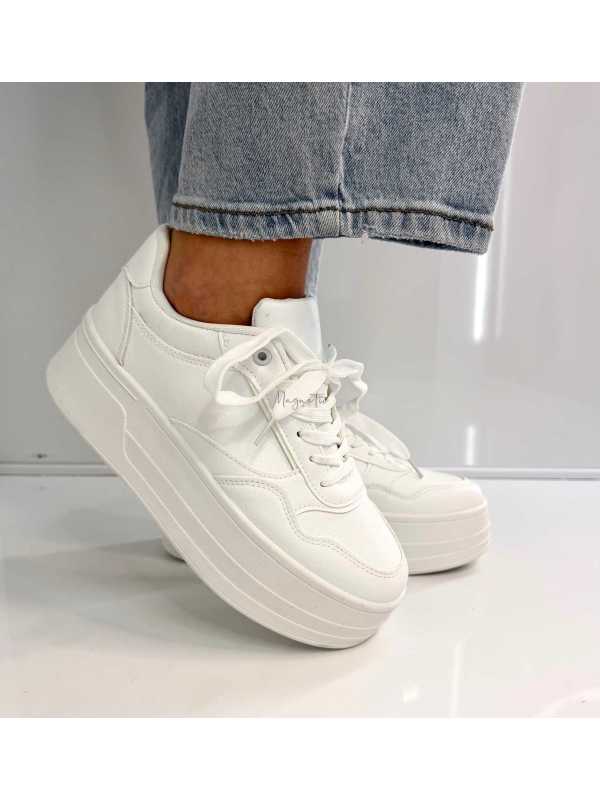 B155 Buty Sneakersy Damskie ADIDASY Białe na Wysokiej PLATFORMIE