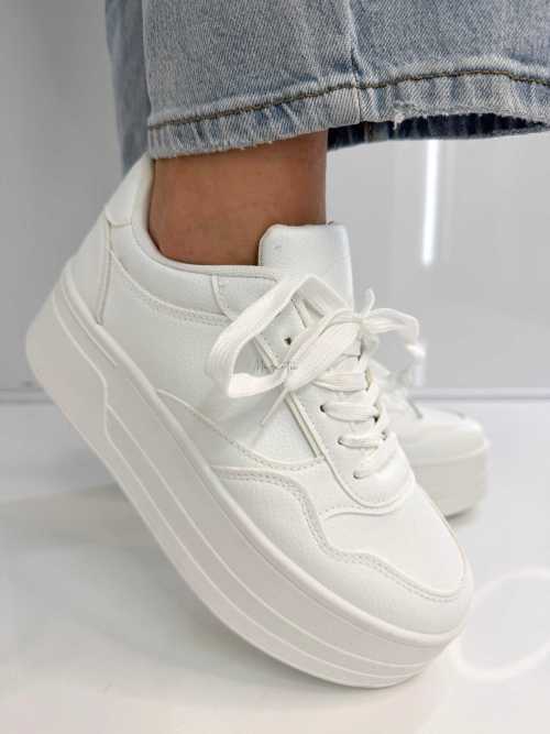 B155 Buty Sneakersy Damskie ADIDASY Białe na Wysokiej PLATFORMIE