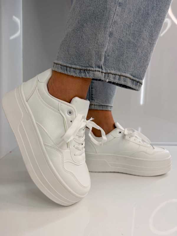 B155 Buty Sneakersy Damskie ADIDASY Białe na Wysokiej PLATFORMIE