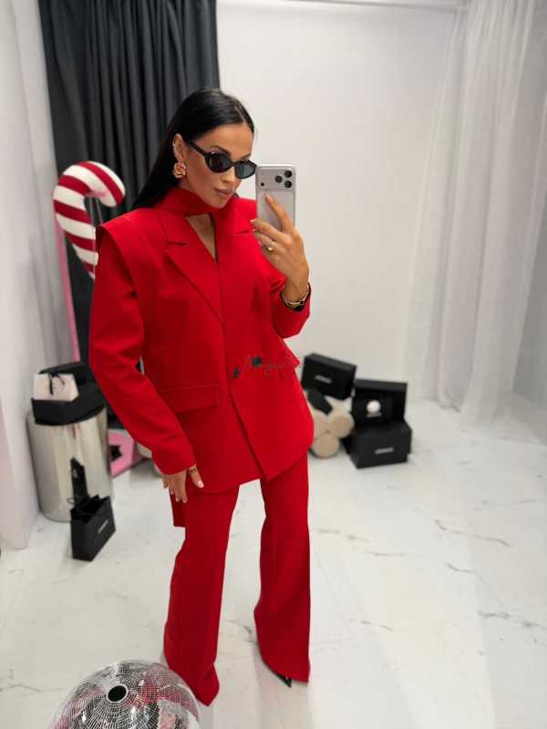 LM068 Eleganckie Spodnie La Milla Dzwony Czerwone