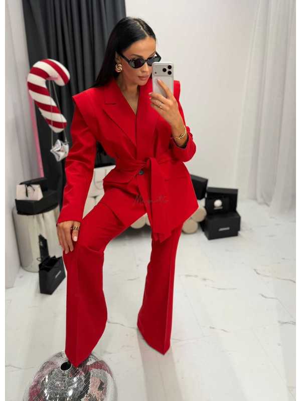 LM068 Eleganckie Spodnie La Milla Dzwony Czerwone