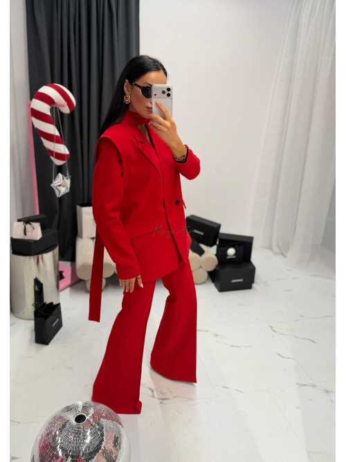 LM068 Eleganckie Spodnie La Milla Dzwony Czerwone