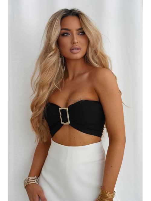LM209 Top Opaska na Biust Gold Buckle Czarny
