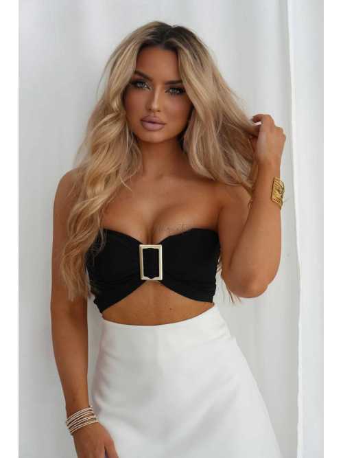 LM209 Top Opaska na Biust Gold Buckle Czarny