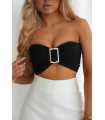 LM209 Top Opaska na Biust Gold Buckle Czarny