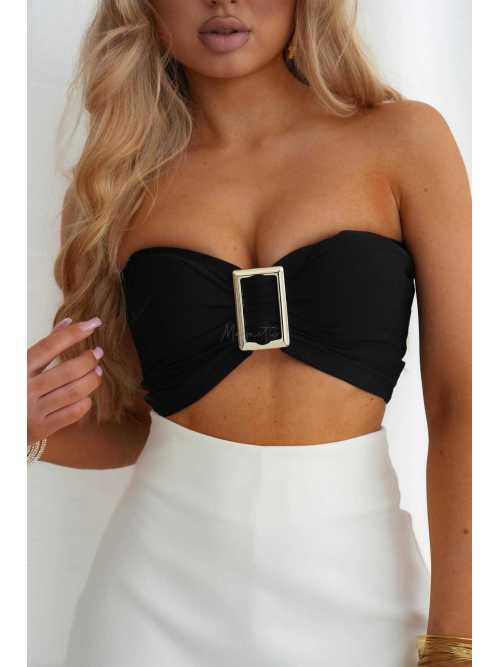 LM209 Top Opaska na Biust Gold Buckle Czarny