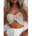 LM209 Top Opaska na Biust Gold Buckle Beżowy