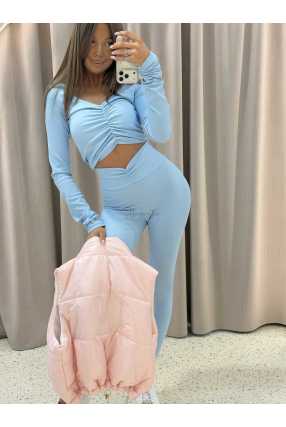 MM204 Komplet Modelujący Bluzka + Legginsy Mia Maison Błękitny