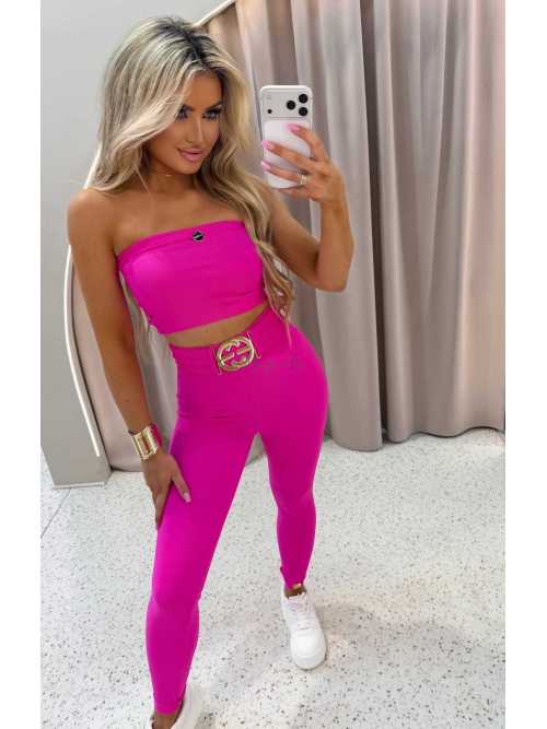 LM210 Modelujące Legginsy La Monne + Pasek Fuksja